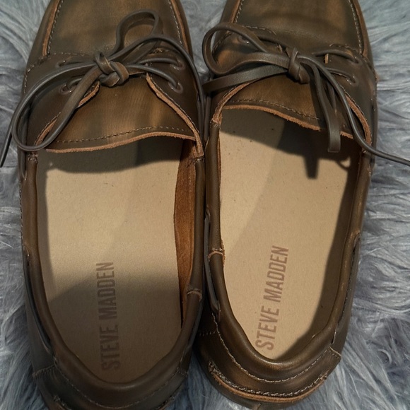 Steve Madden Brown Leather Boat Shoes - Picture 3 of 4